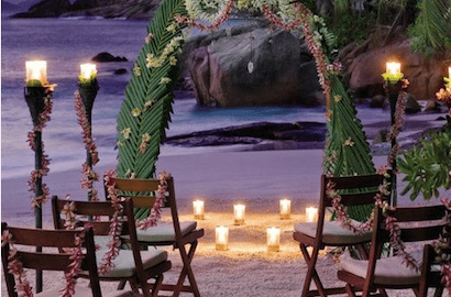 boda altar inspiración tropical