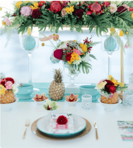 bodas inspiración tropical centros mesa