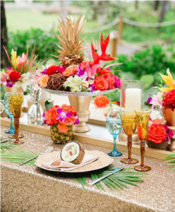 bodas inspiración tropical centros mesa