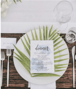 boda inspiración tropical mesas